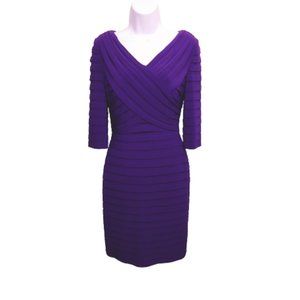 Adriana Papell 3/4 Sleeve Tiered Purple Dress-Sz 4